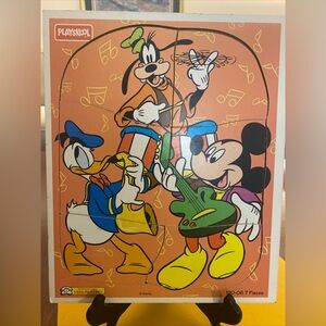 Rare vintage Playskool Puzzle w./Mickey, Donald & Goofy in the Band, 190-06  7pc